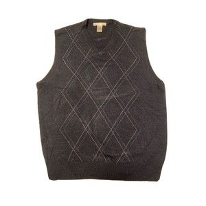 Geoffrey Beene Argyle Sweater Vest Mens Size XL Blue Sleeveless Pullover Career